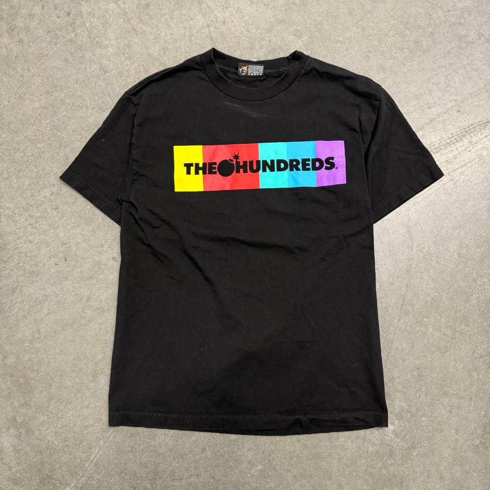 The Hundreds Mens Adam Bomb‎ Rainbow Color Block Logo T-Shirt Black Medium